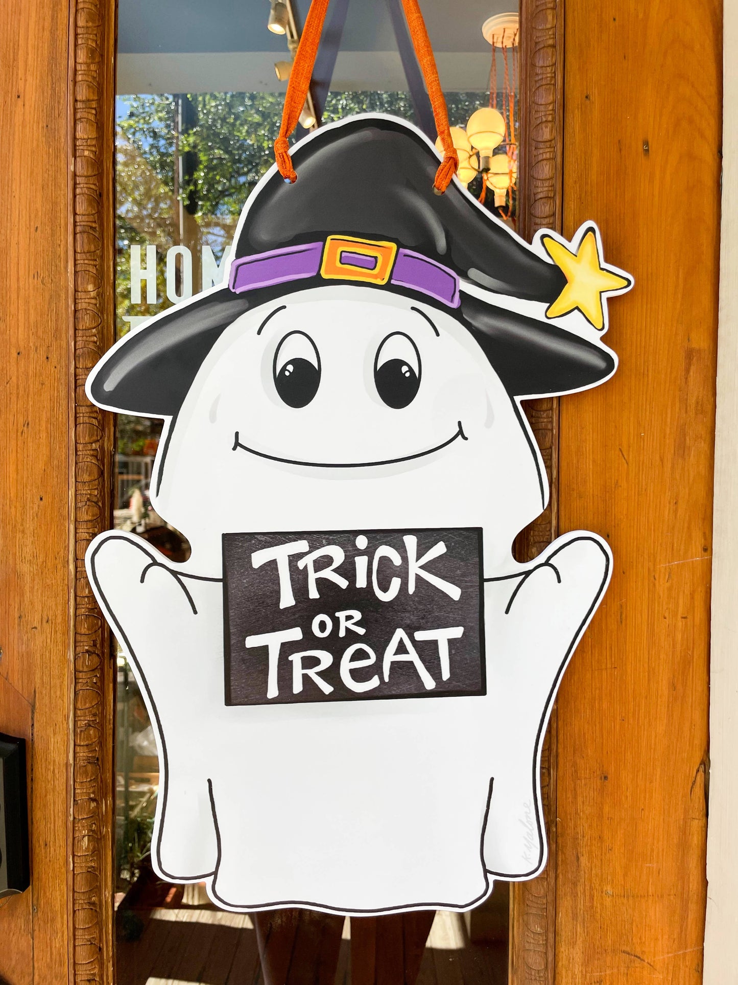 Trick Or Treat Ghost Door Hanger Spooky Halloween Decor