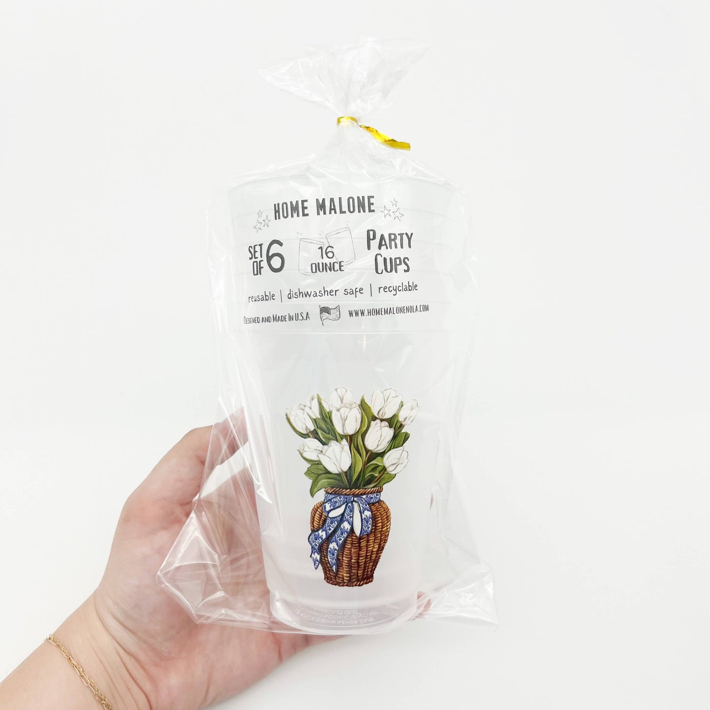 White Tulips Party Cup Set-Pretty Shower Event Drinkware