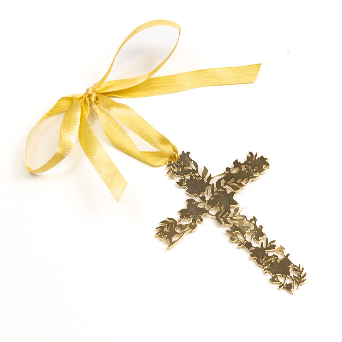 Peace Lily Cross Ornament Gold 3x4