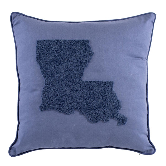 Louisiana Embroidered Pillow in Blue