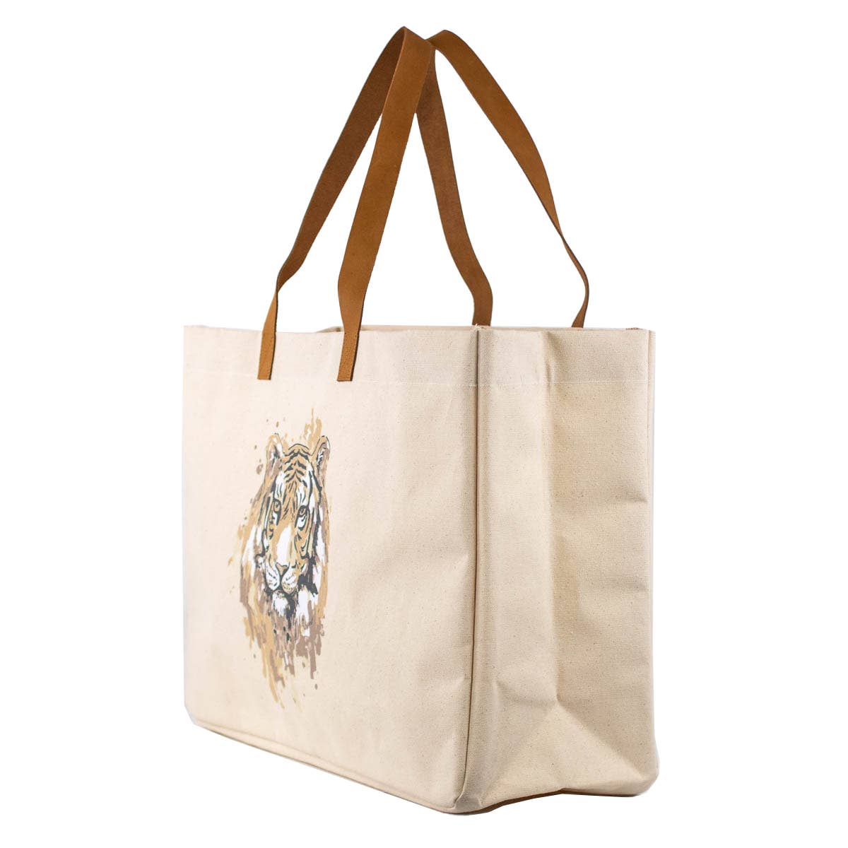 Tiger Love Tote   Natural/Multi   19.5x13.5x7