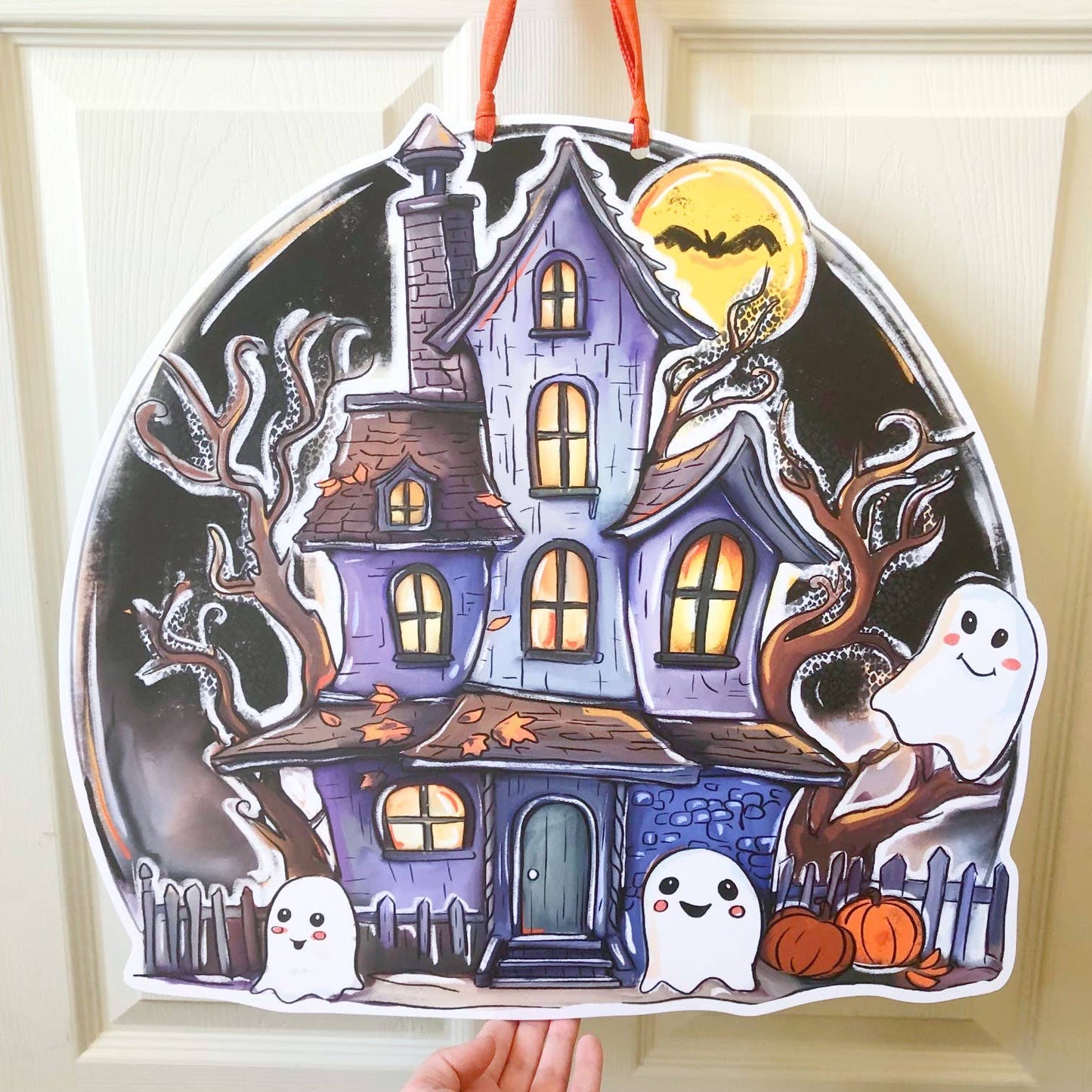 Halloween Haunted House Door Hanger Cute Ghost Fall Decor