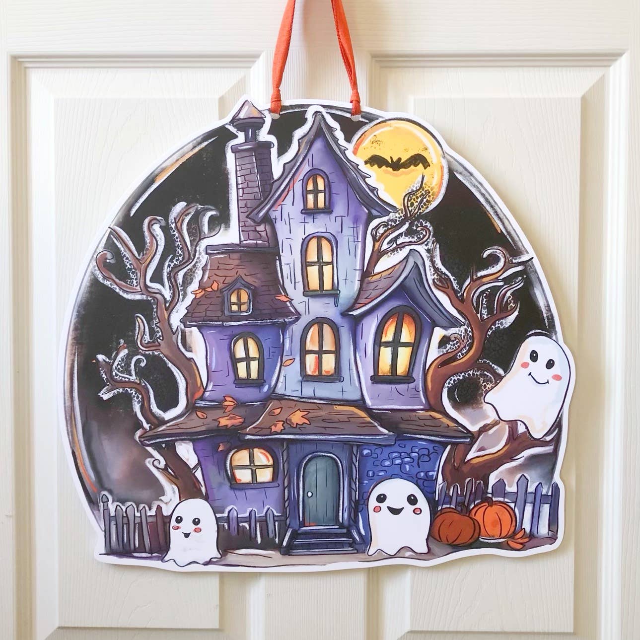 Halloween Haunted House Door Hanger Cute Ghost Fall Decor