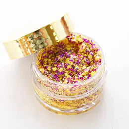 TINSEL FACE GLITTERS - Geaux (Yellow Gold & Purple)