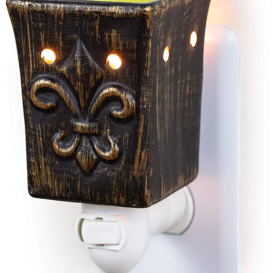 Wall Plug-in Wax Warmer For Scented Wax, Ceramic Fleur-De-Lis Ceramic