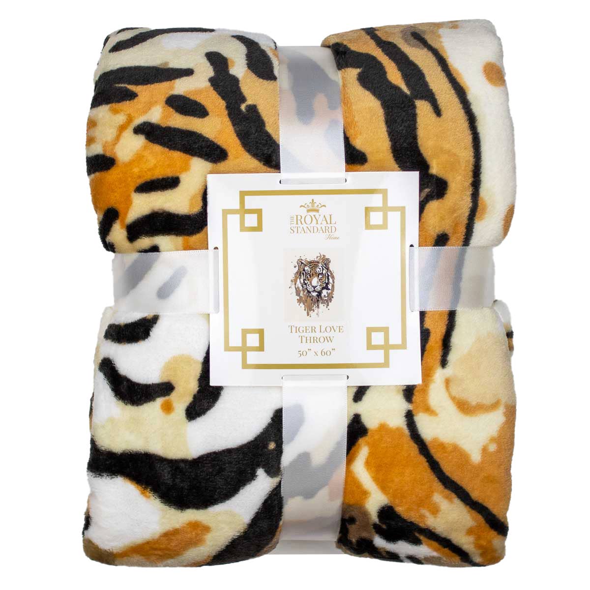 Tiger Love Throw   Soft White/Multi   50x60