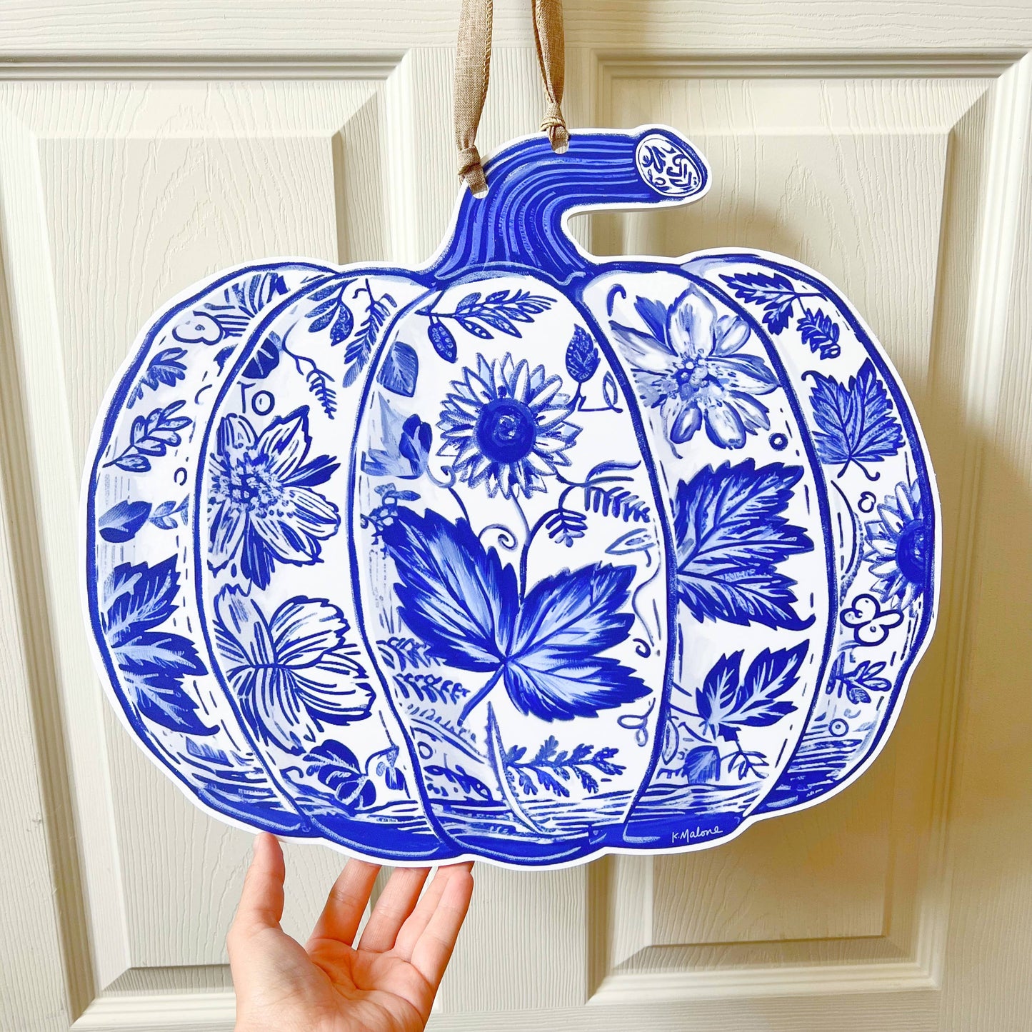 Chinoiserie Pumpkin Door Hanger - New Orleans Fall Decor