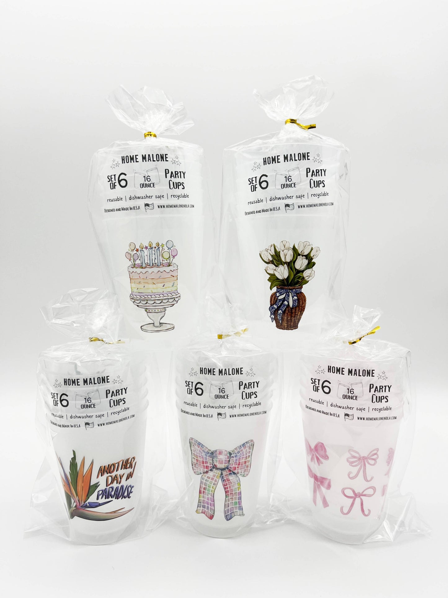 White Tulips Party Cup Set-Pretty Shower Event Drinkware