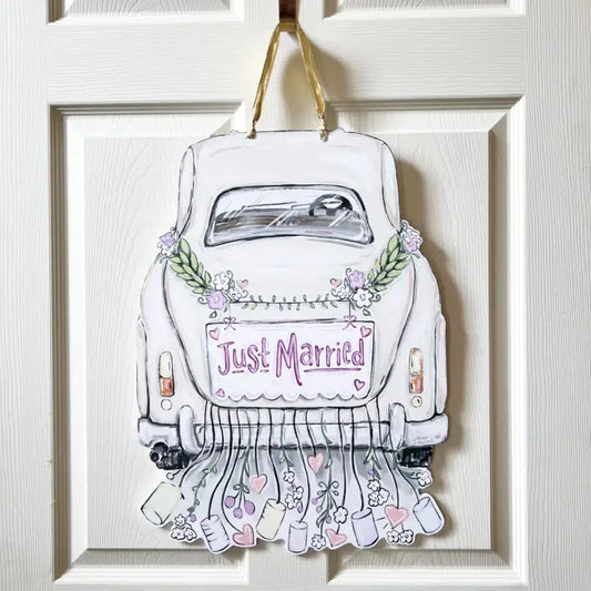 Just Married Vintage Car Door Hanger-Wedding Season Decor