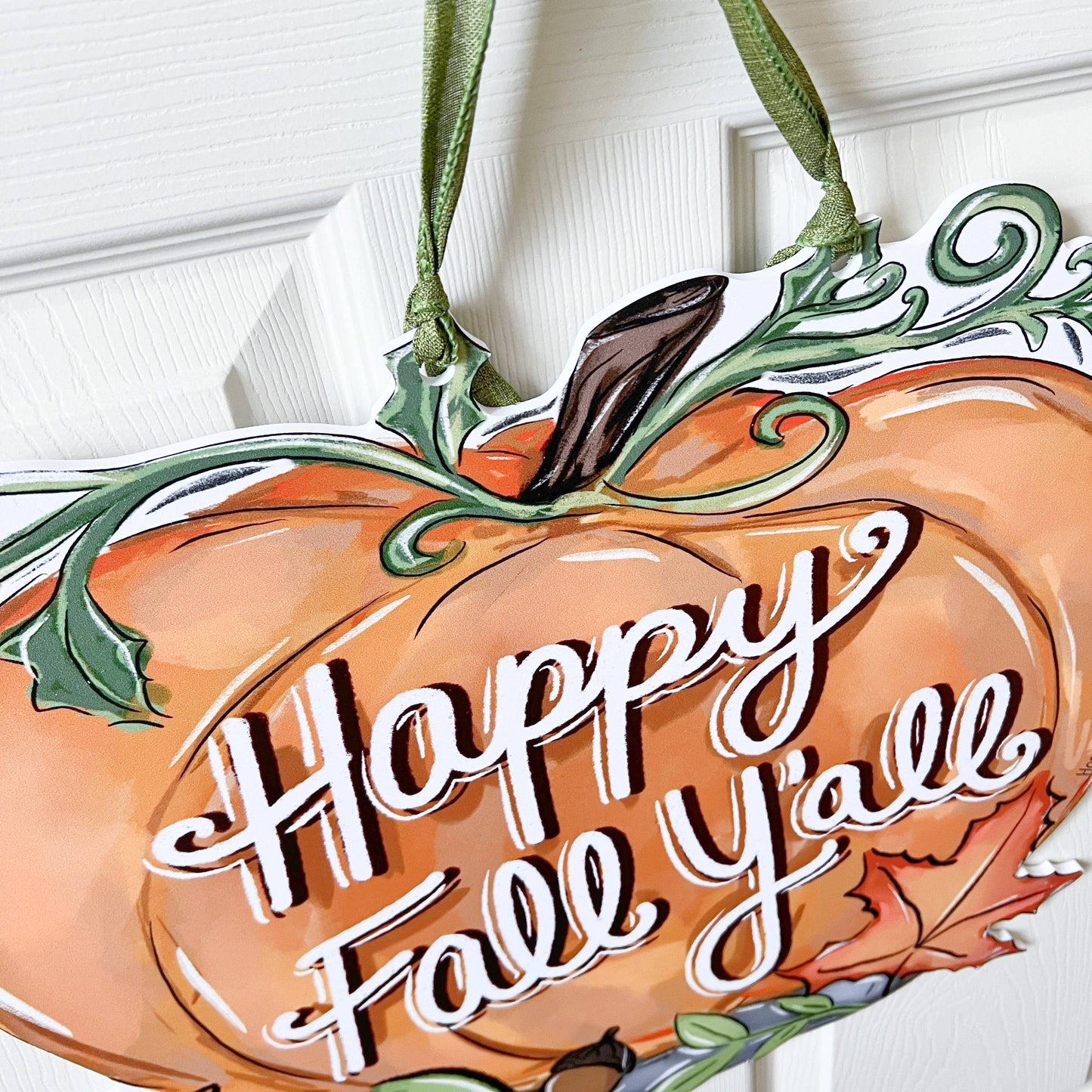 Fall Y'all Pumpkin Door Hanger-Happy Fall Autumn Halloween