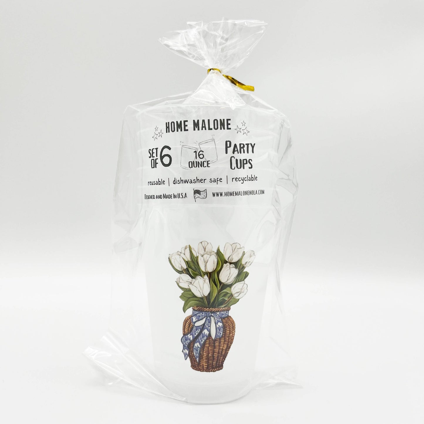 White Tulips Party Cup Set-Pretty Shower Event Drinkware