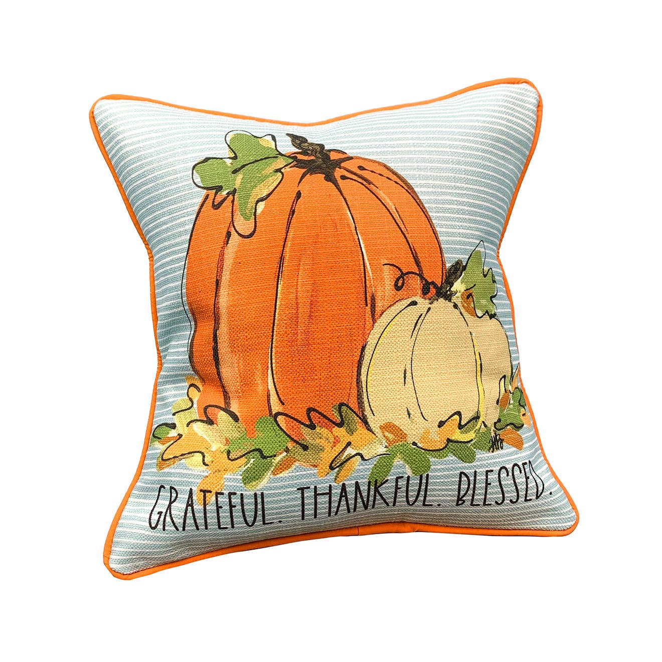 Fall Pumpkin "Grateful Thankful Blessed" Pillow