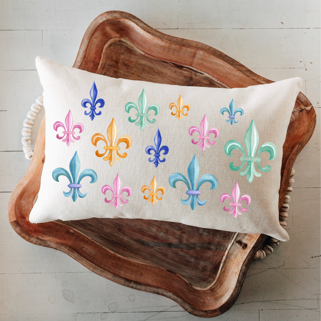 Mosaic Fleur De Lis Lumbar Pillow