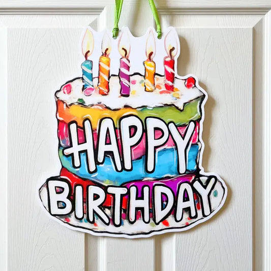 Happy Birthday Cake Door Hanger-Confetti Cake Door Decor