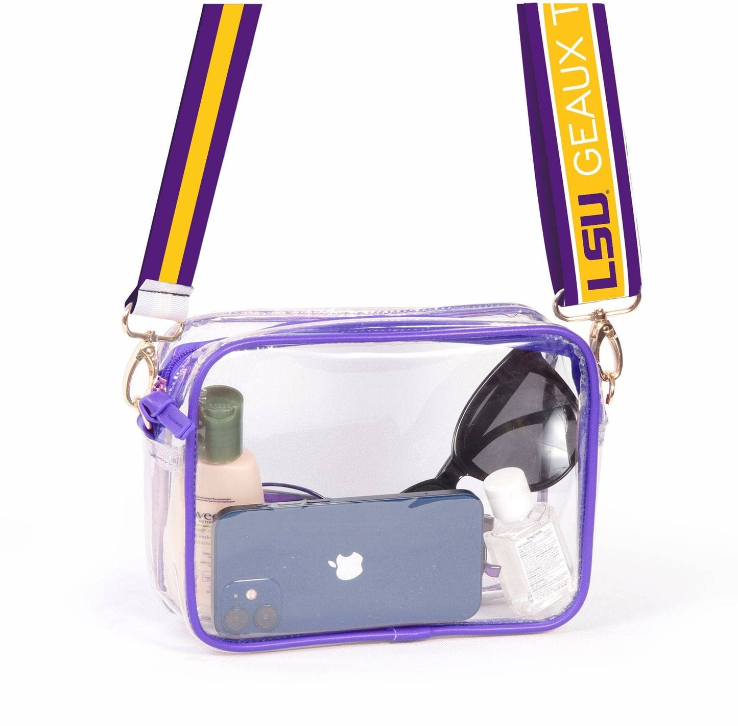 Bridget  Clear Purse with  Patterned Shoulder Straps - LSU