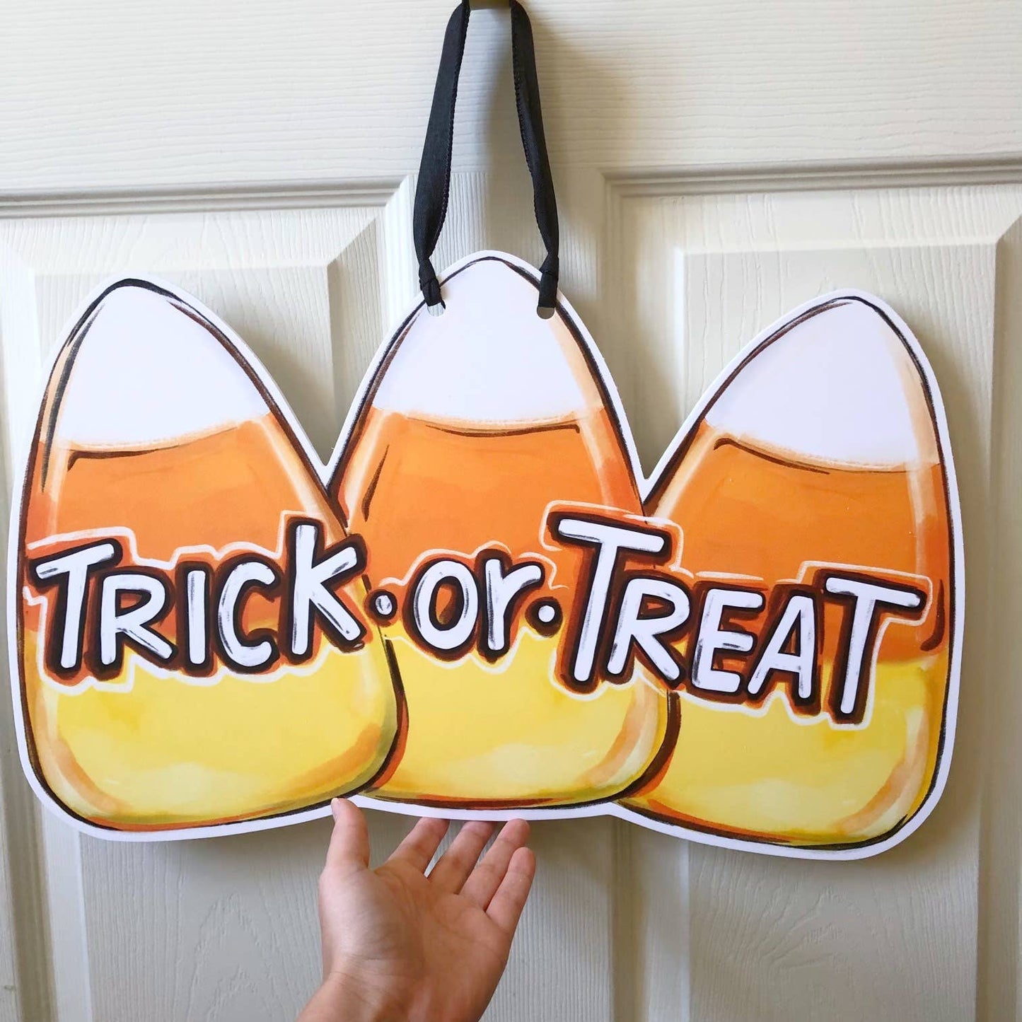 Candy Corn Trick Or Treat Halloween Door Hanger Fall Decor