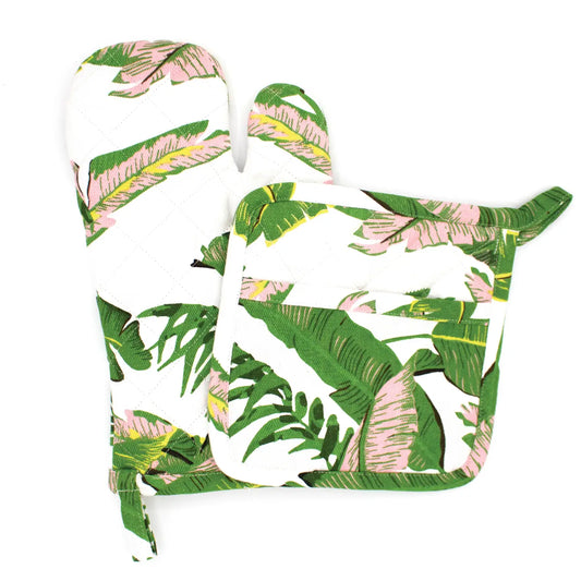 Natural Botanical Oven Mitt Set