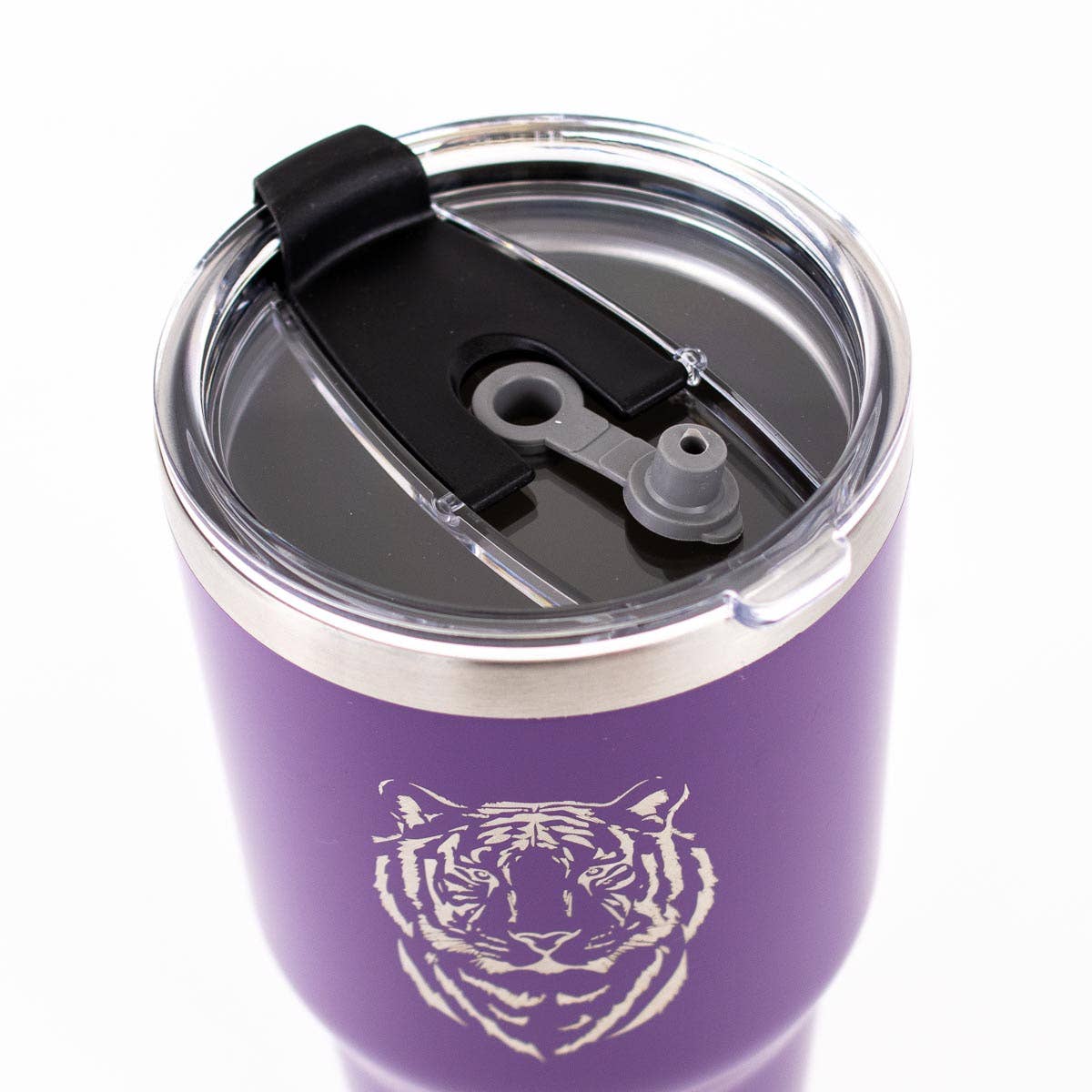 Tiger Etched Tumbler   Purple   30oz