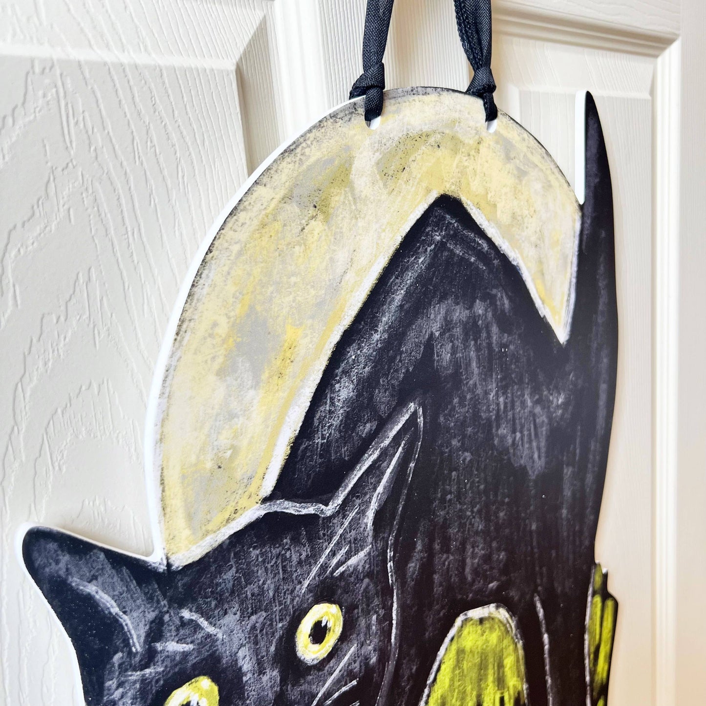 Beware Black Cat Halloween Door Hanger Spooky Fall