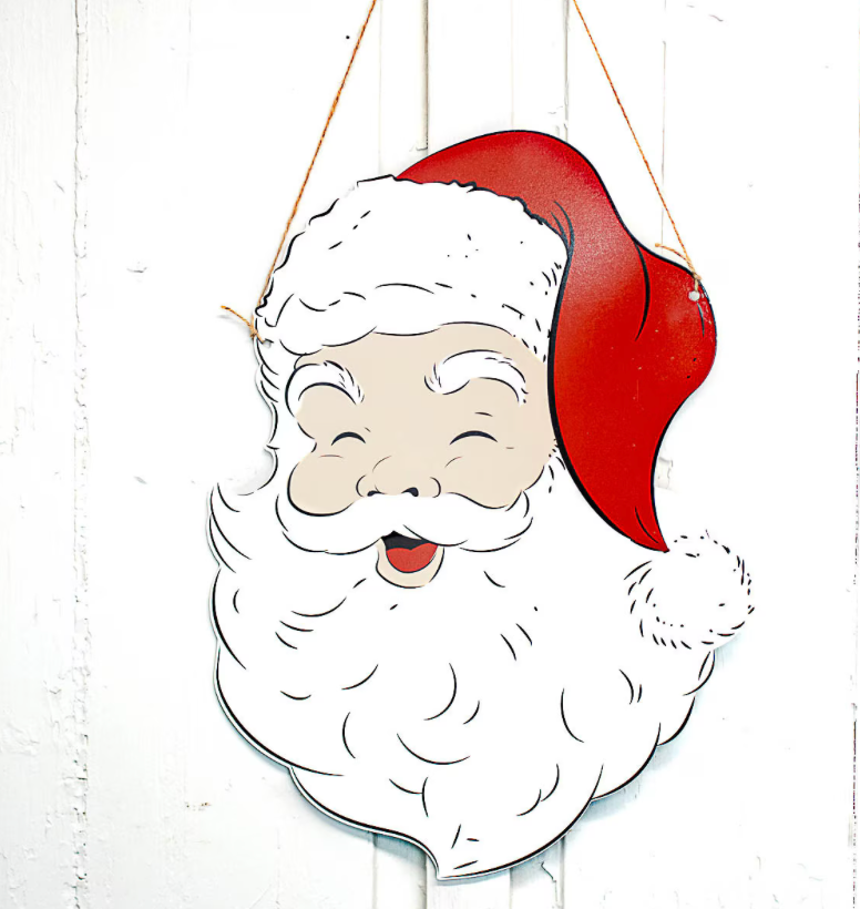 Santa Door Hanger White/Red 14.75x19.75