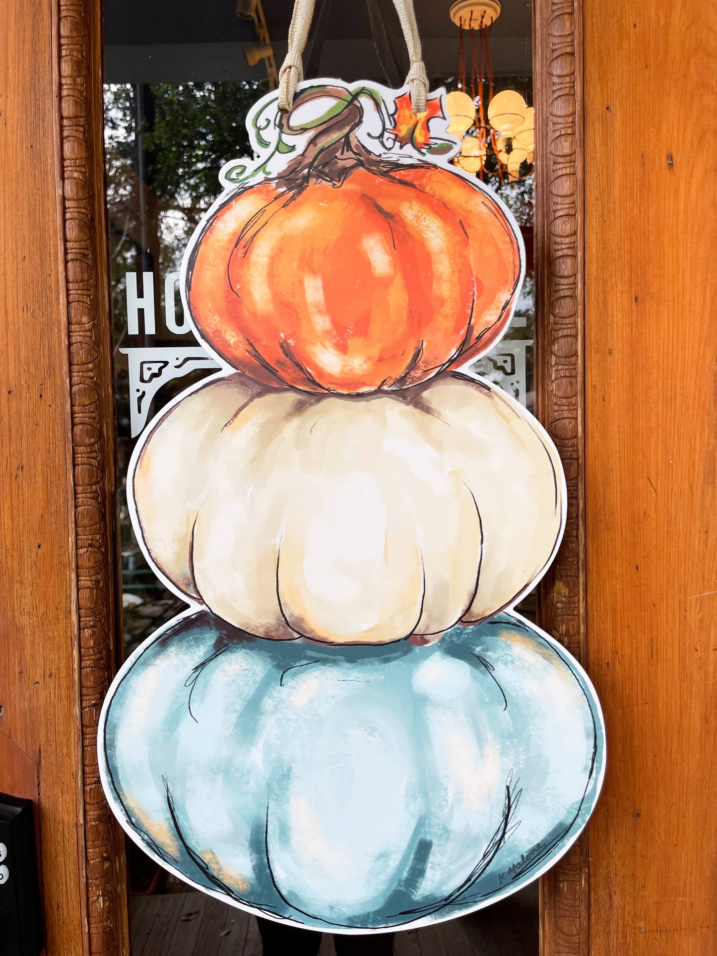 Pumpkin Stack Door Hanger - Fall Cute Outdoor Decor