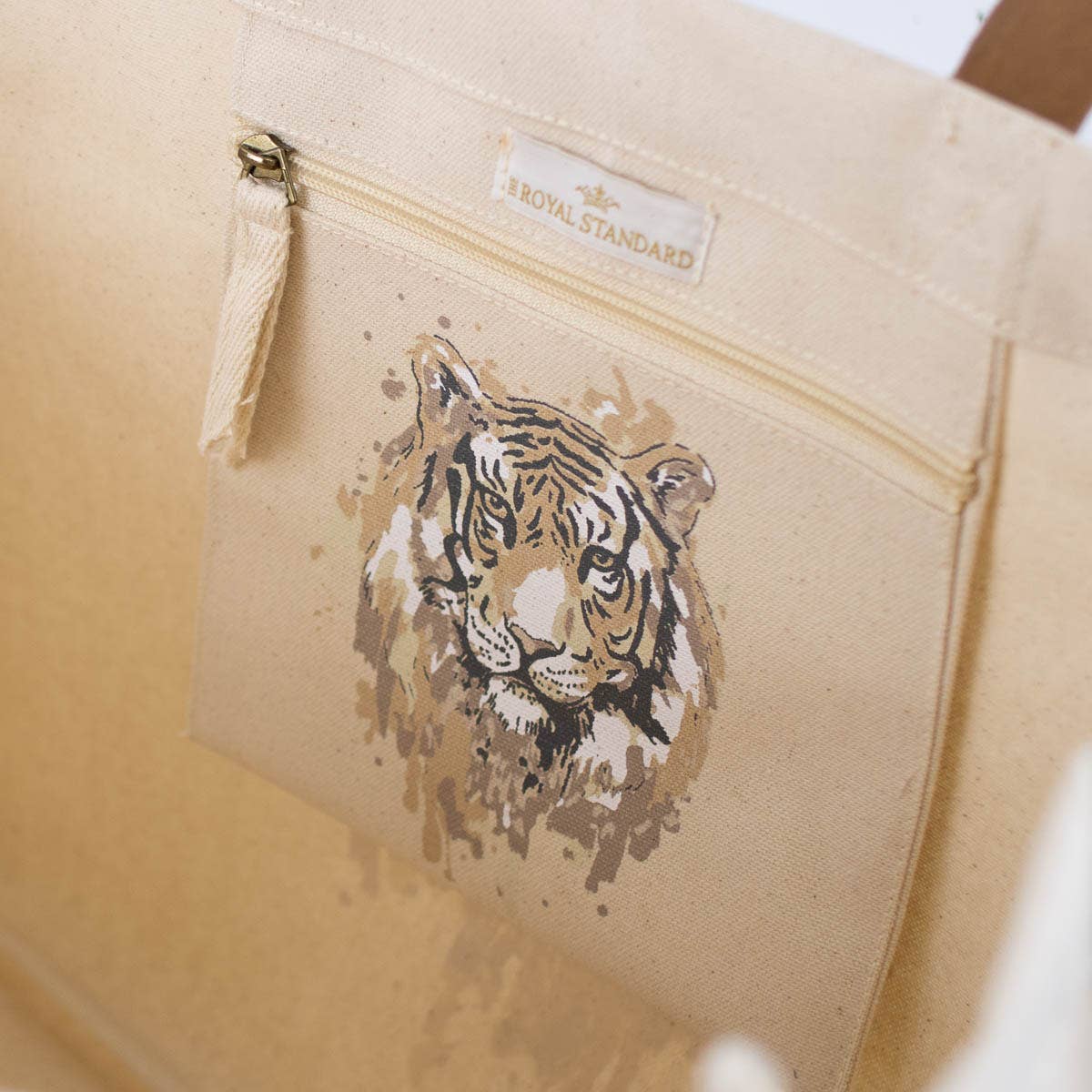 Tiger Love Tote   Natural/Multi   19.5x13.5x7