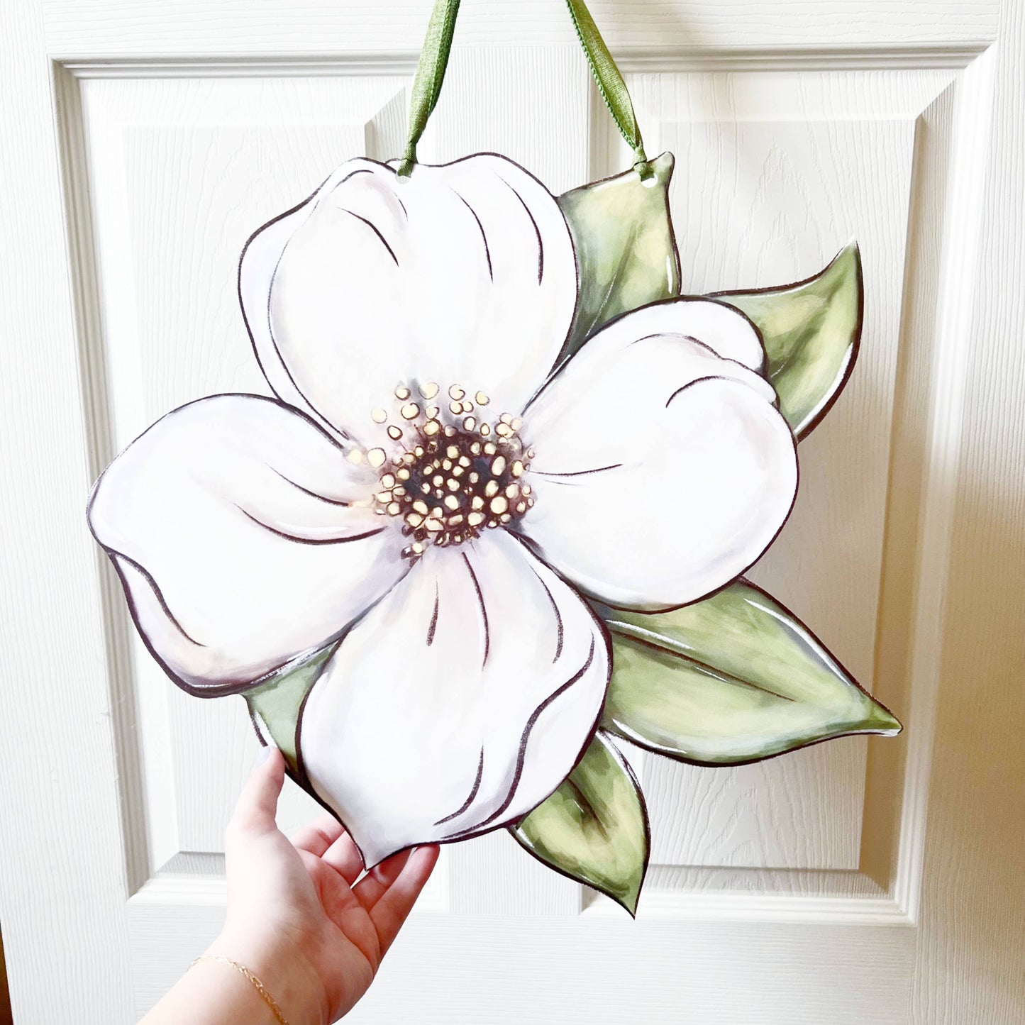 White Dogwood Flower Door Hanger-Spring Summer Outdoor Decor