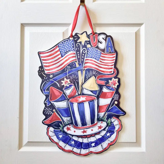 USA Door Hanger-4th of July Summer Outdoor Red White Blue