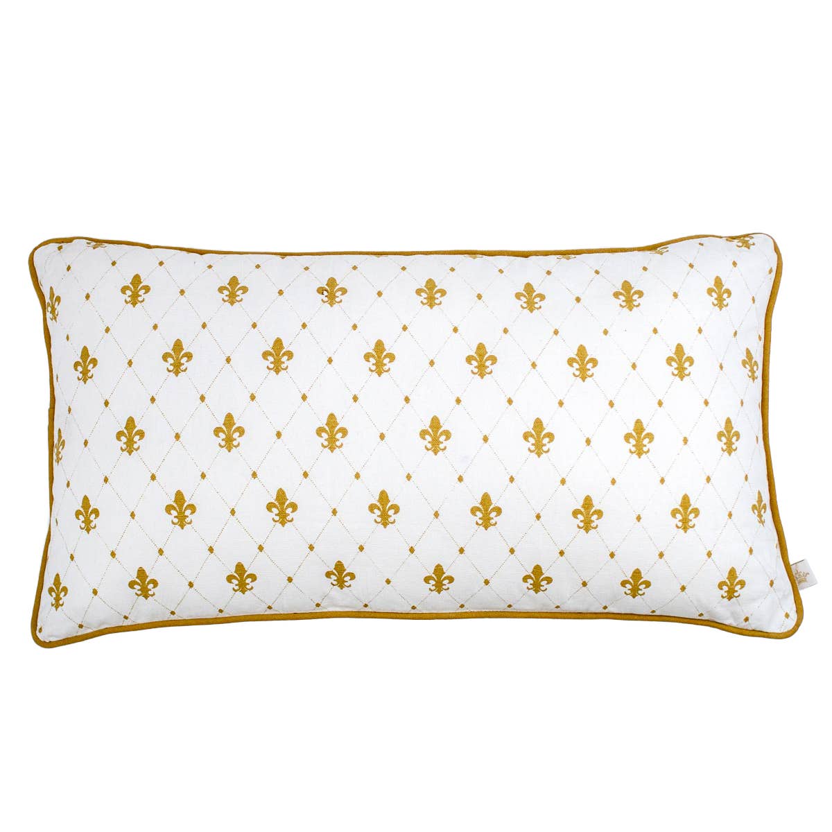 Clovis Lumbar Pillow   Soft White/Gold   12.5x22.5